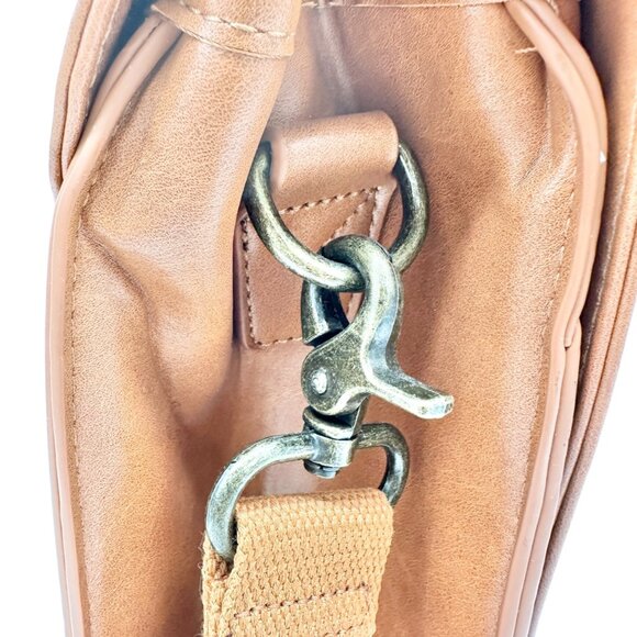 Leather Laptop Briefcase Adjustable Shoulder Strap Multiple Compartments Brown - Picture 7 of 16